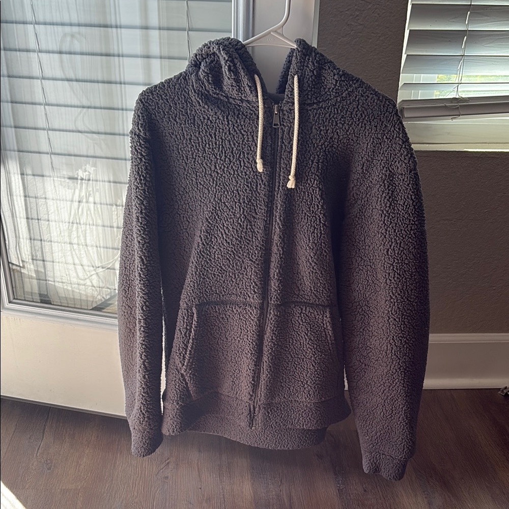 Arizona Jean Company Black Zip Up Sweater Sherpa Fleece